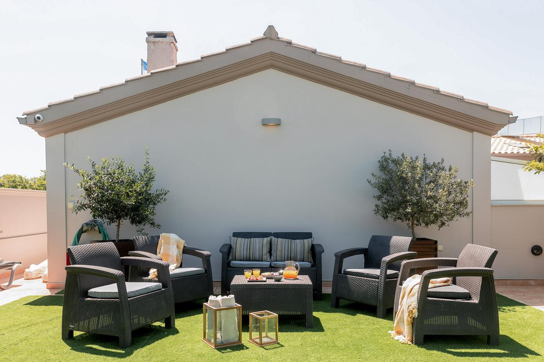 a house with a green lawn