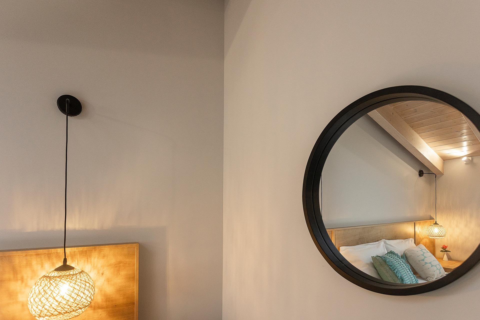 a mirror is on the wall