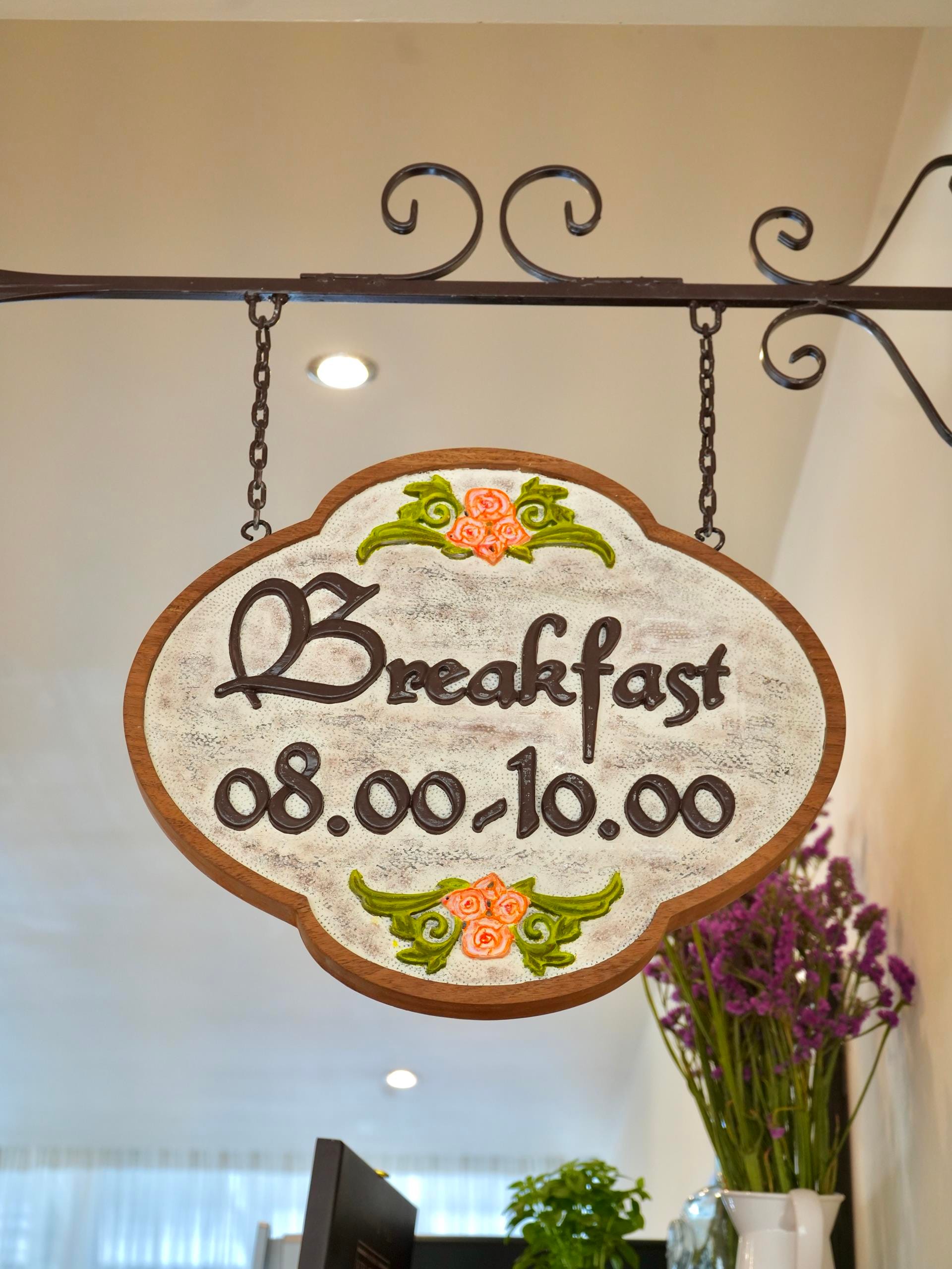 a sign from a ceiling