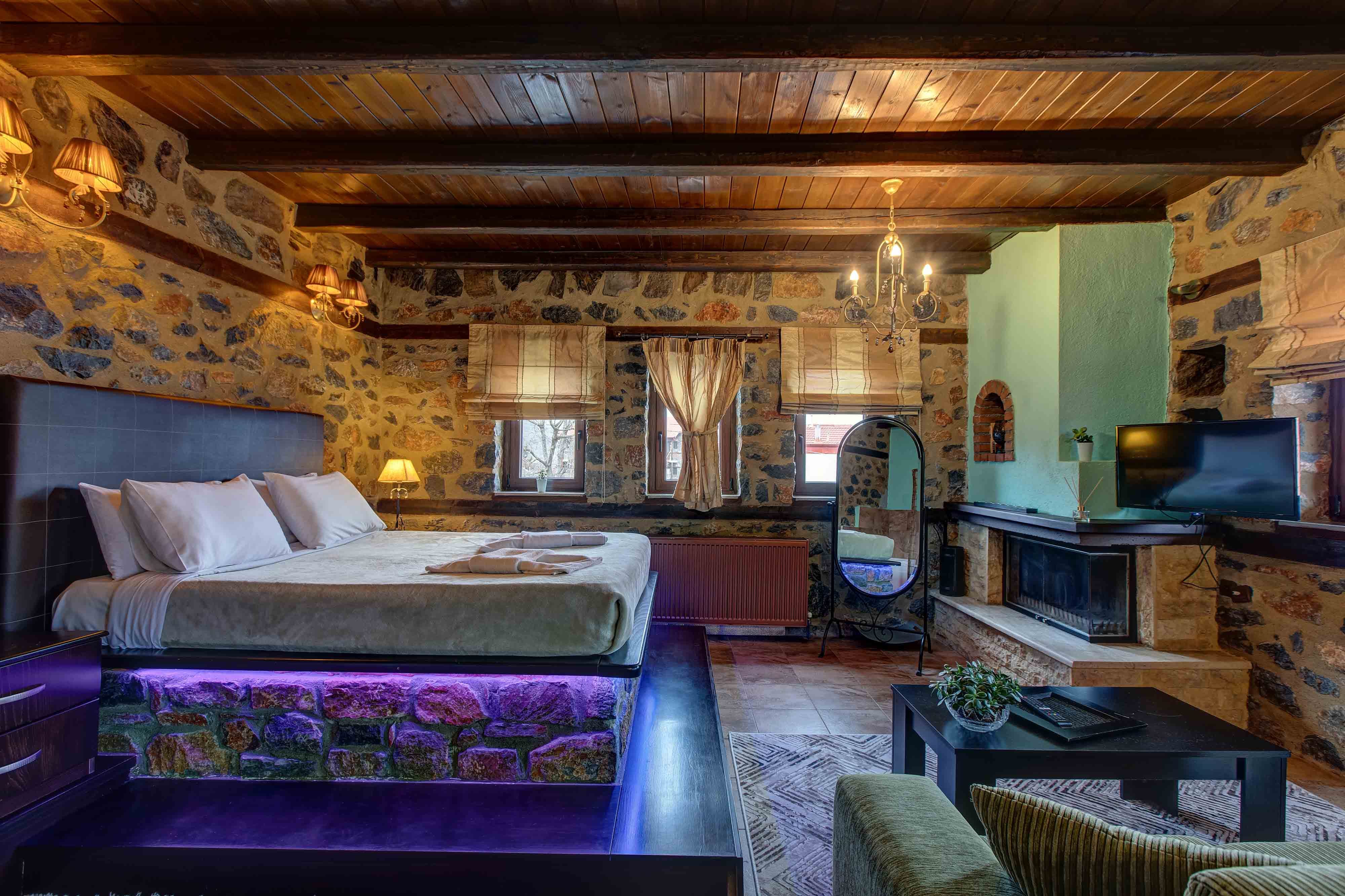 a bedroom with a large bed