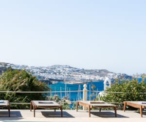 pool with Aegean Sea view hotel Mykonos