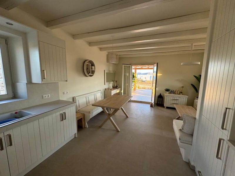 a room with a table and chairs