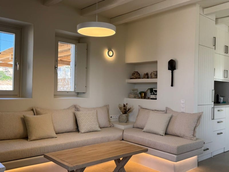 a living room with a couch and a coffee table