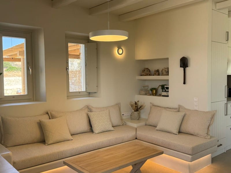 a living room with a couch and a coffee table