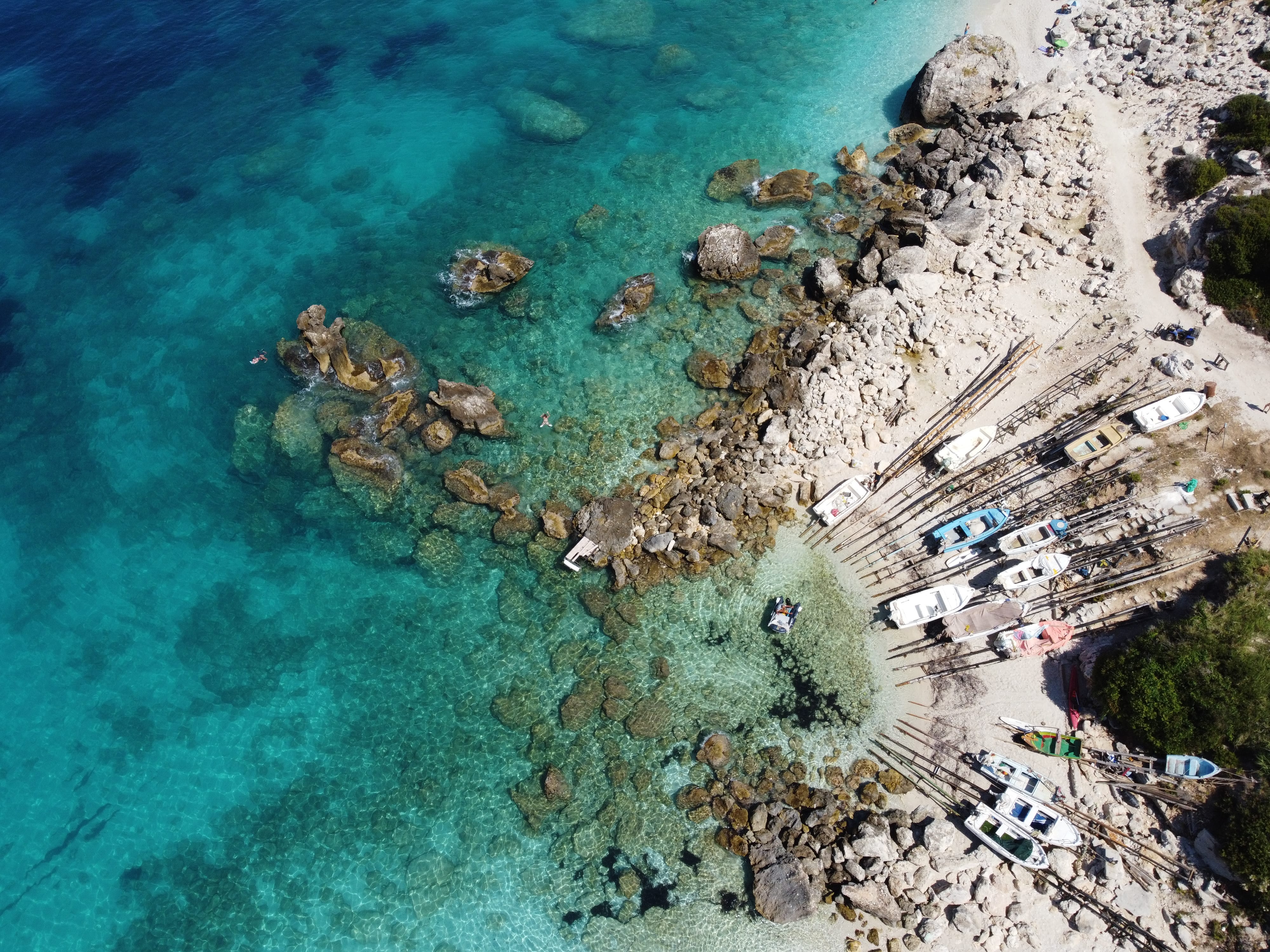 aerial view of a beach and ocean