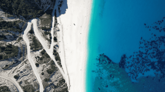 a view of a mountain range from above