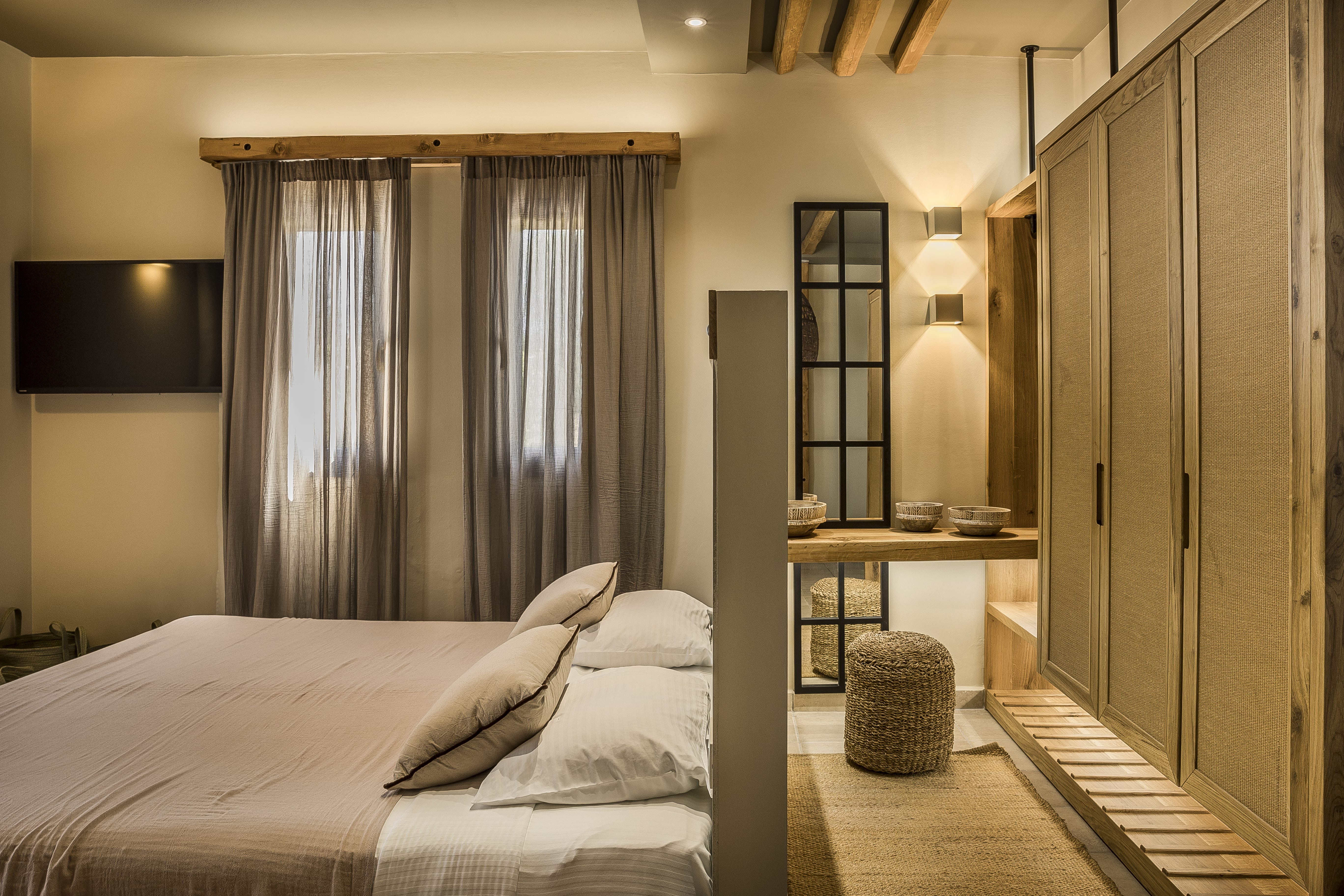 a bedroom with a large bed