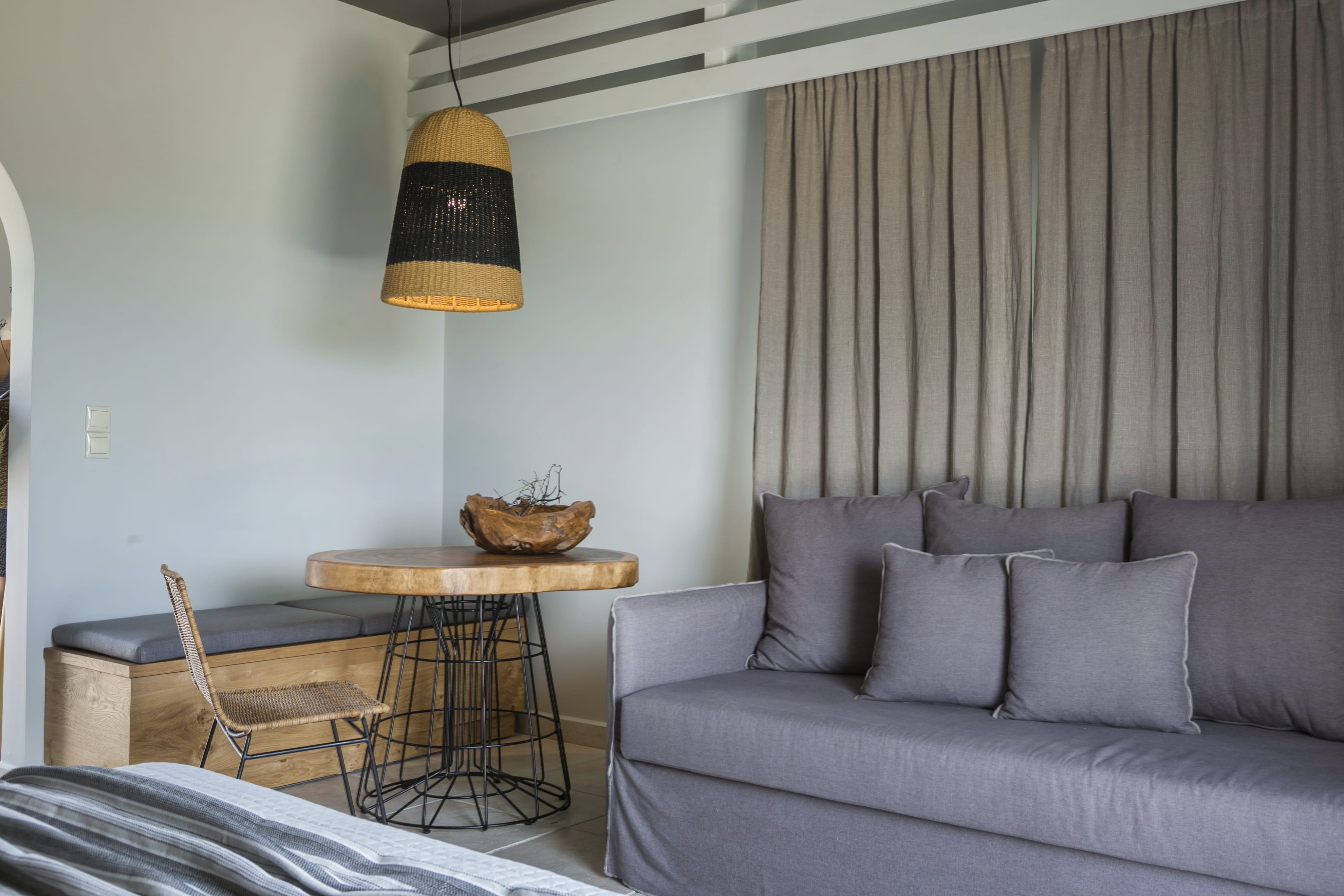 a couch and a table in a room