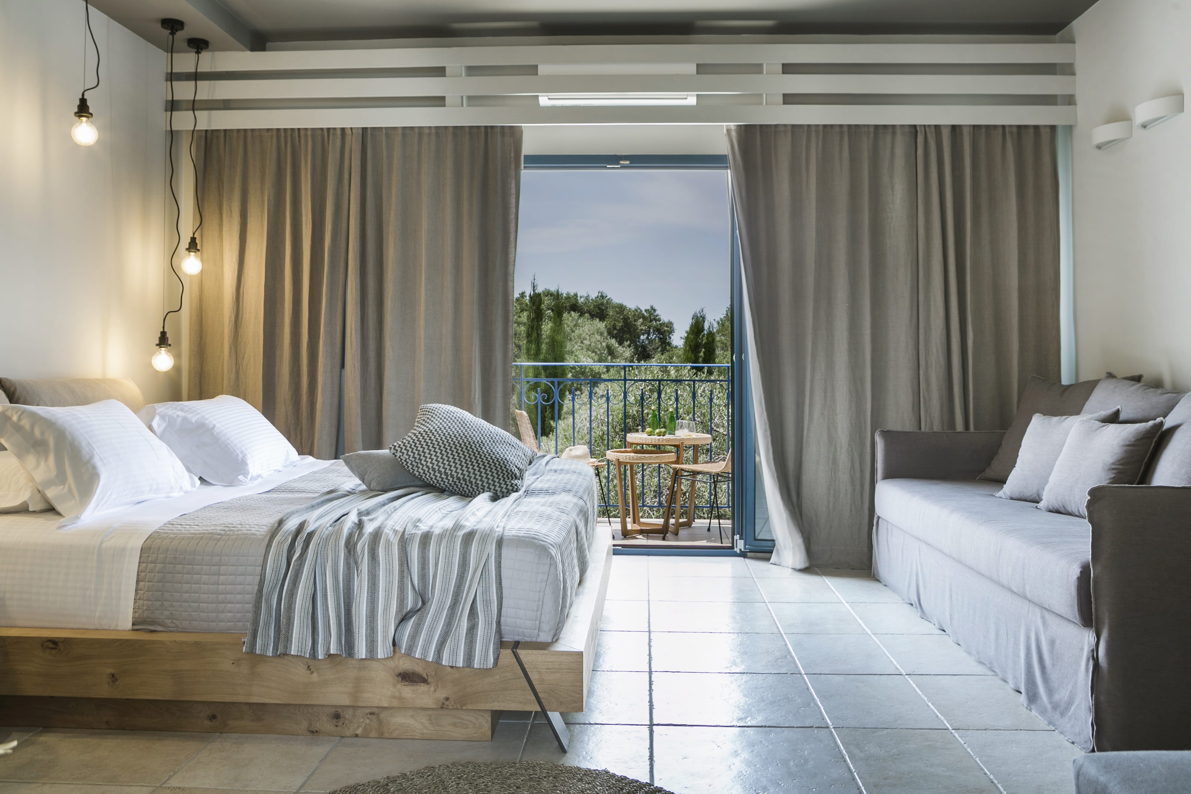 a room with a bed and a couch