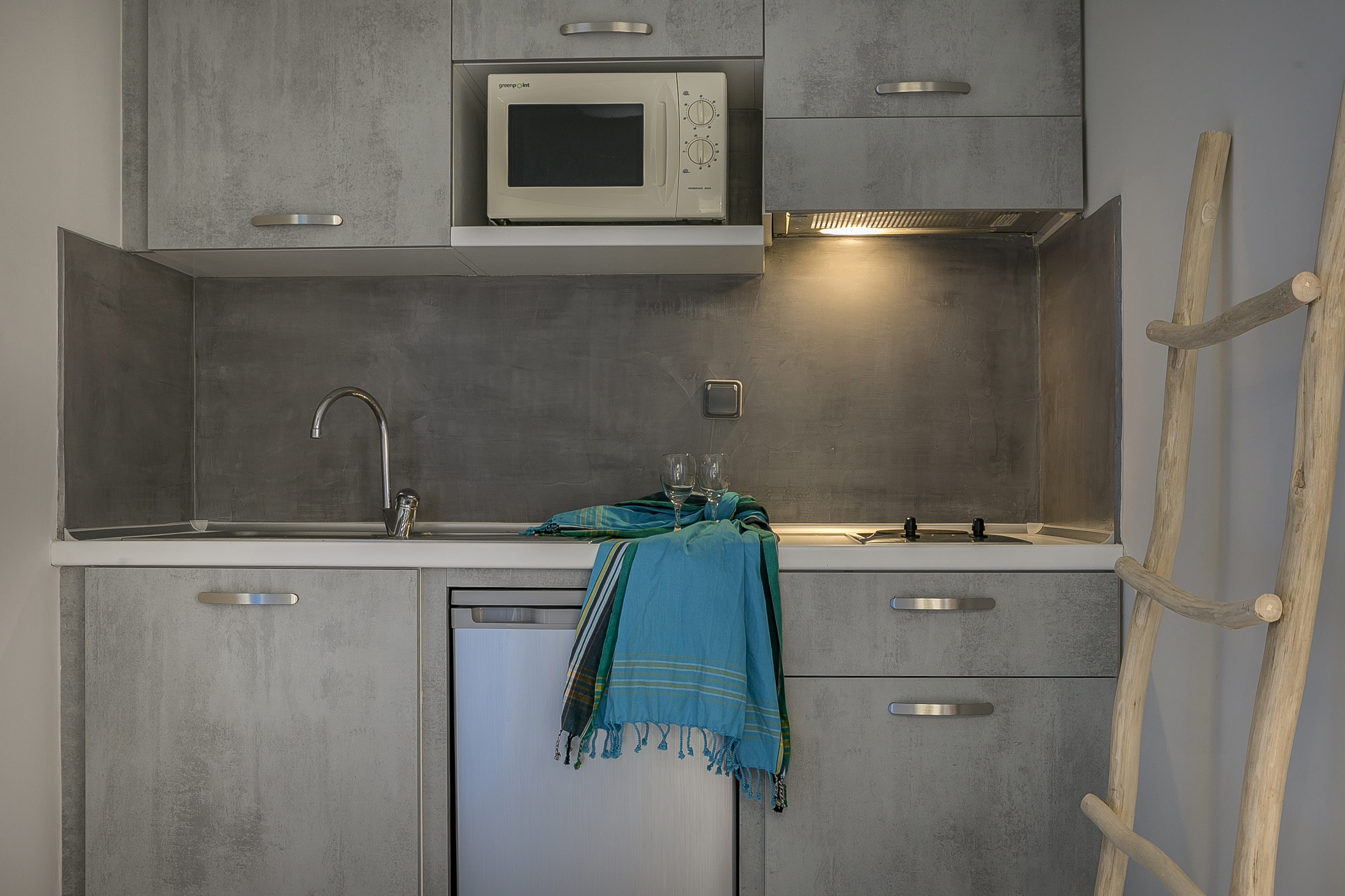 a microwave oven on a kitchen counter