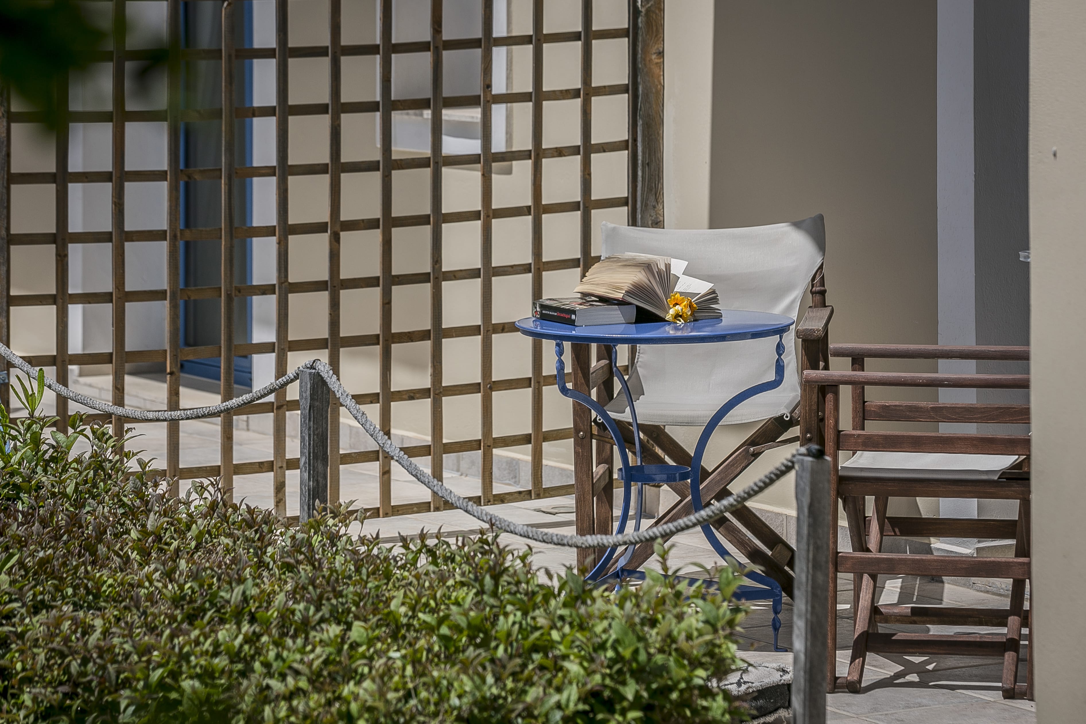 a chair and table outside