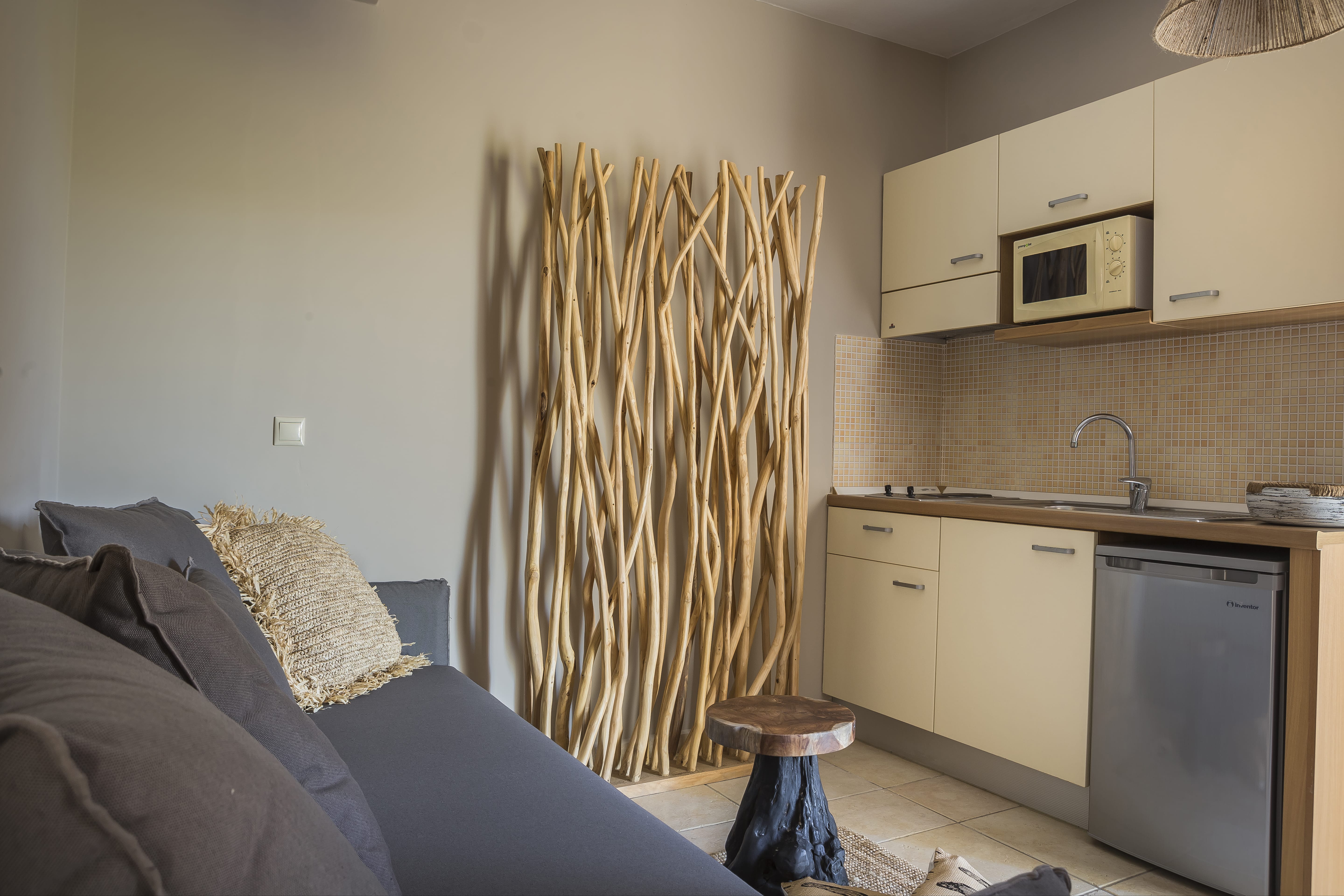 a room with a bed and a couch