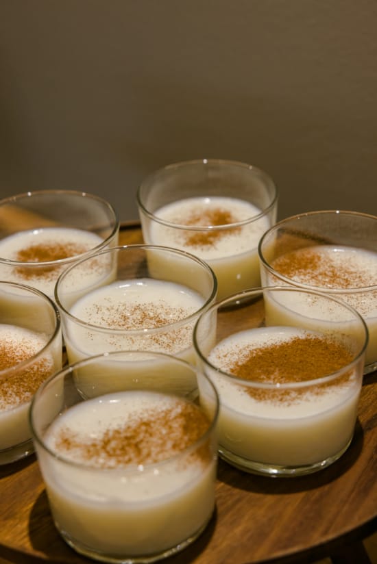 a group of glasses with liquid in them