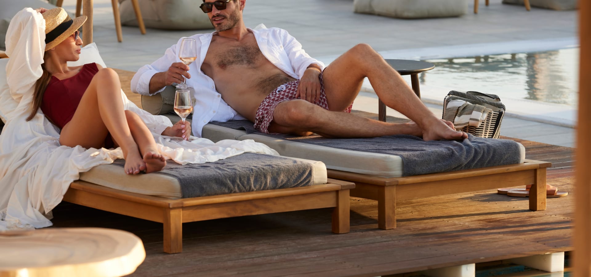 a man and woman sitting on a couch