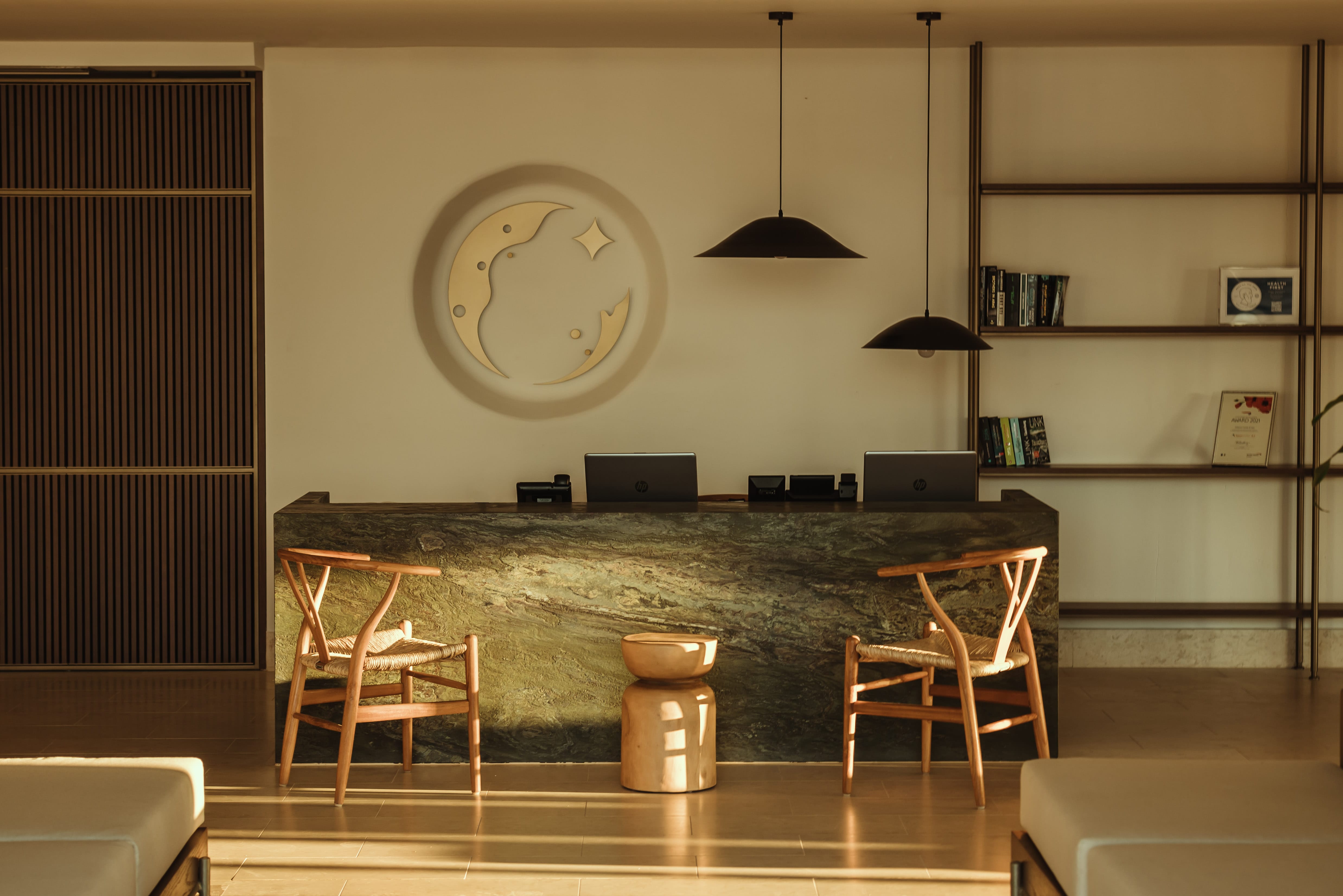 a kitchen with a large island