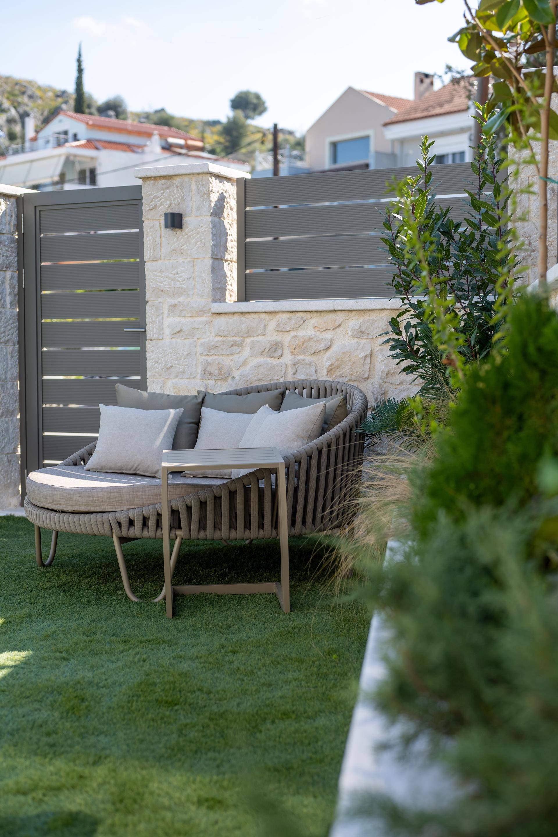 a chair and a table outside