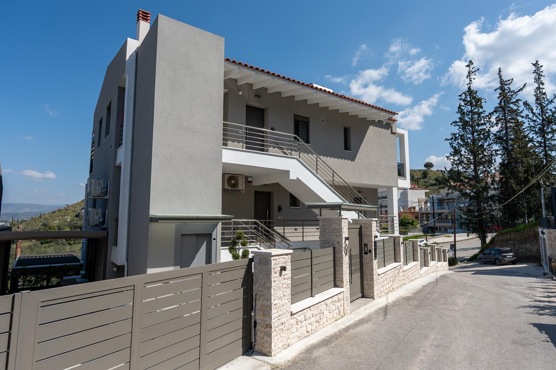 a building with a fence around it