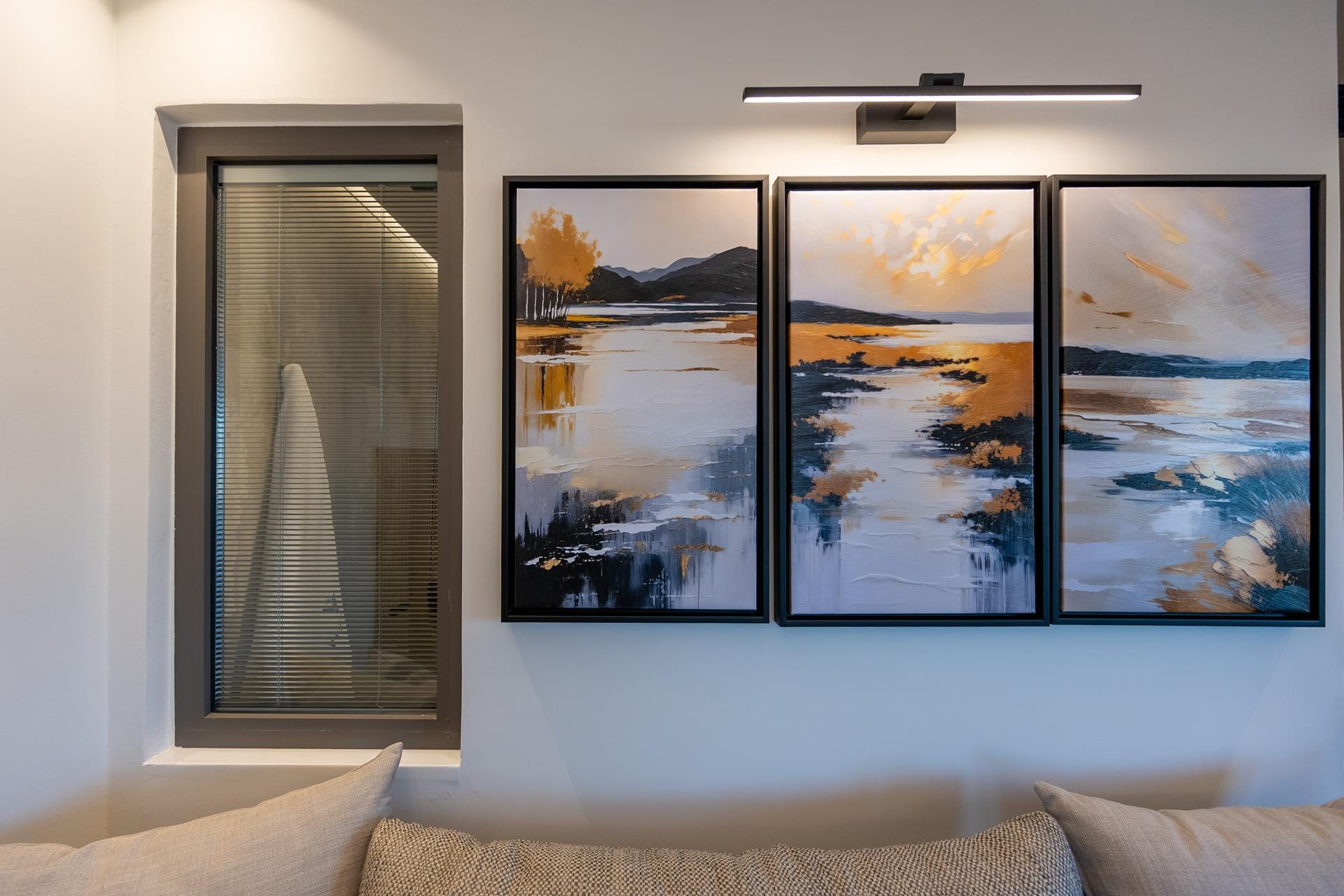 a wall with paintings on it