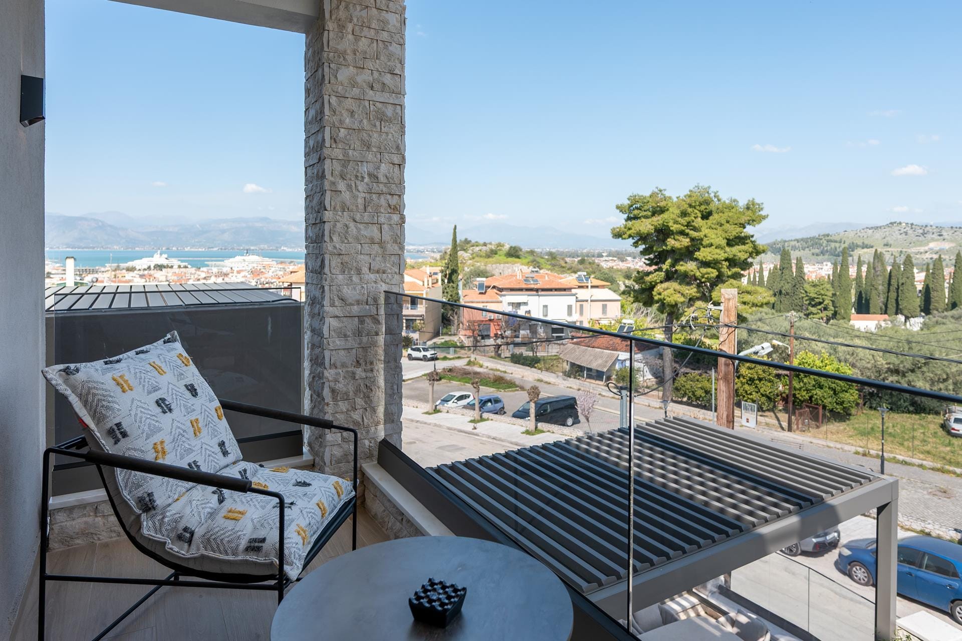 a view of a parking lot from a window