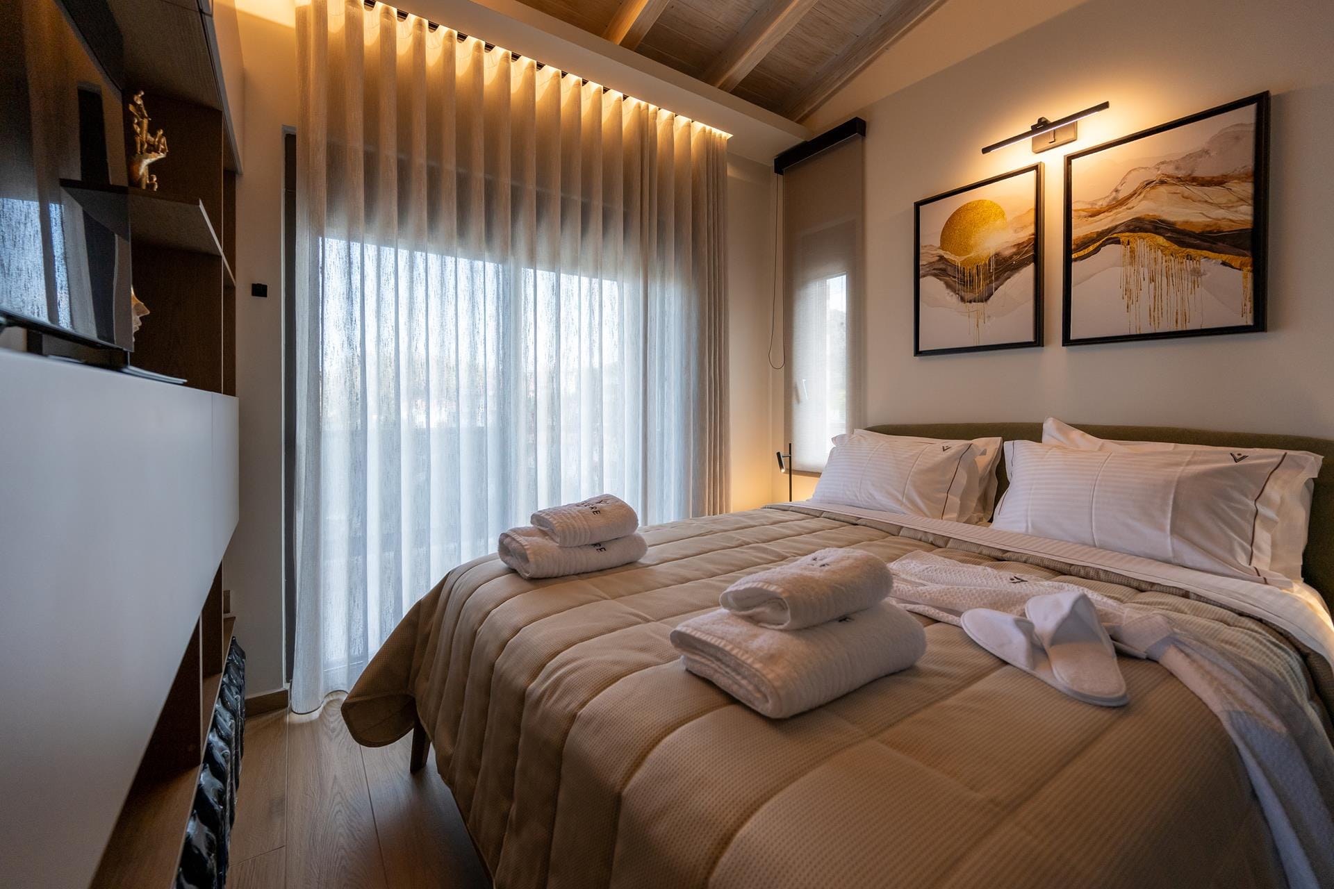 a bed with white sheets