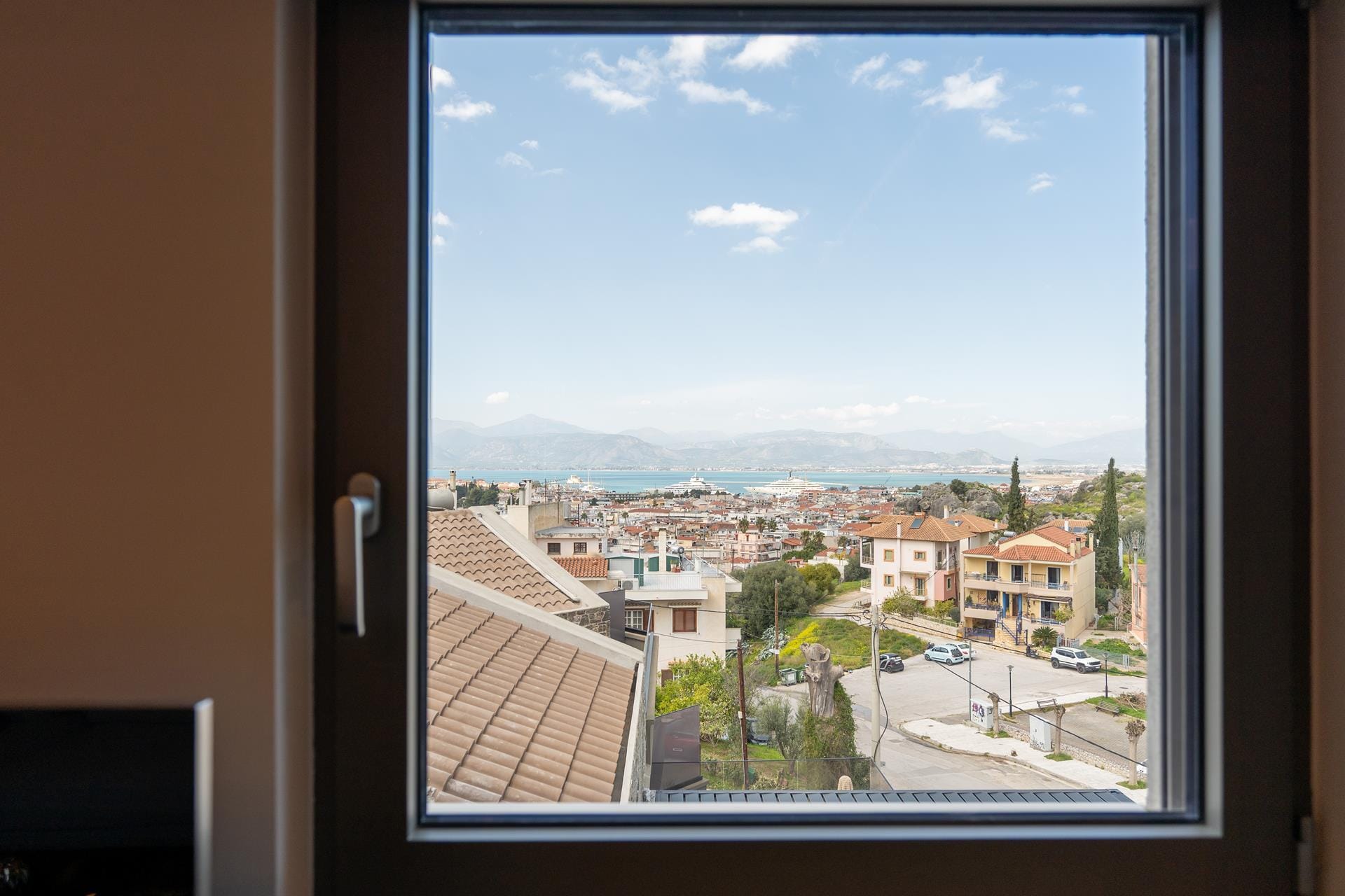 a view of a city from a window