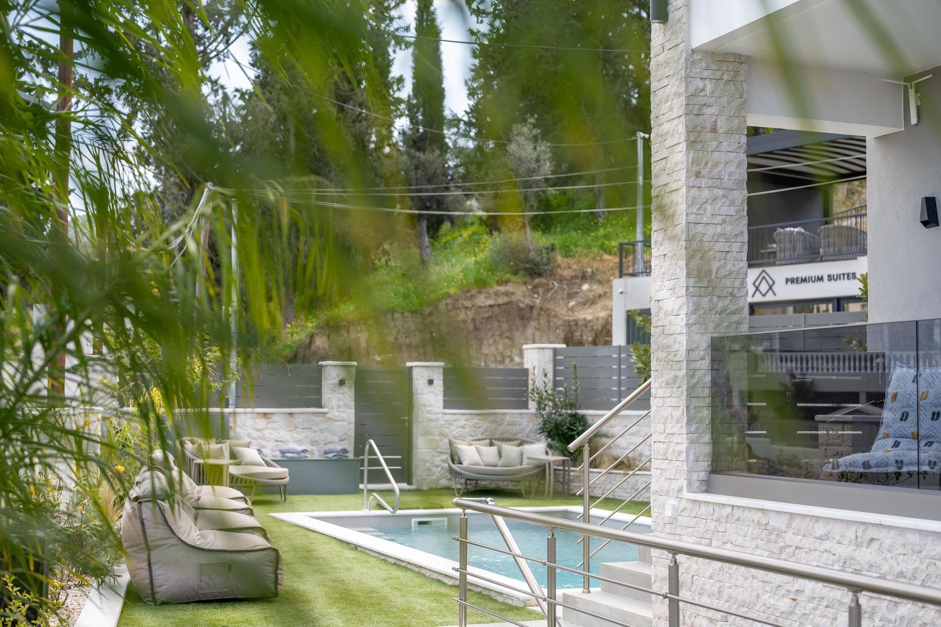 a swimming pool in a backyard