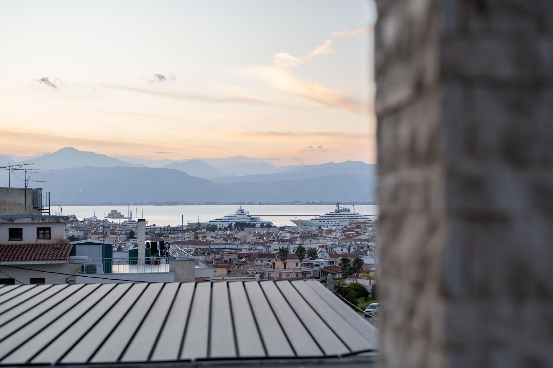 a view of a city from a balcony