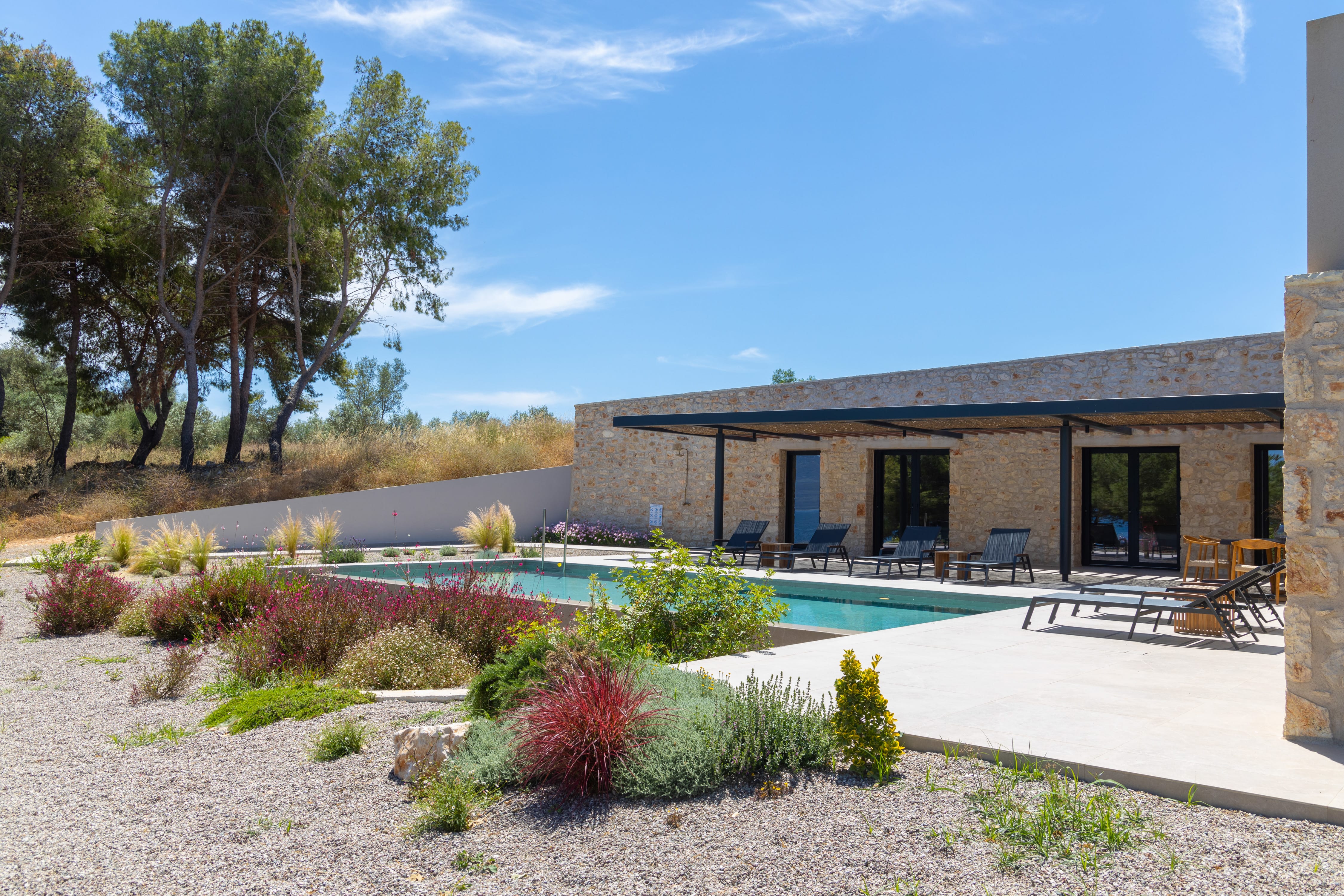 a building with a pool