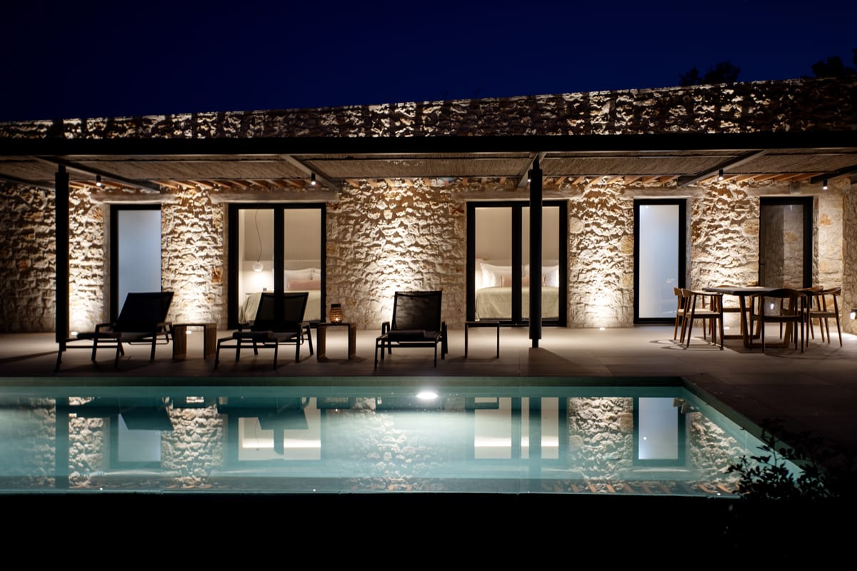 a pool in a backyard