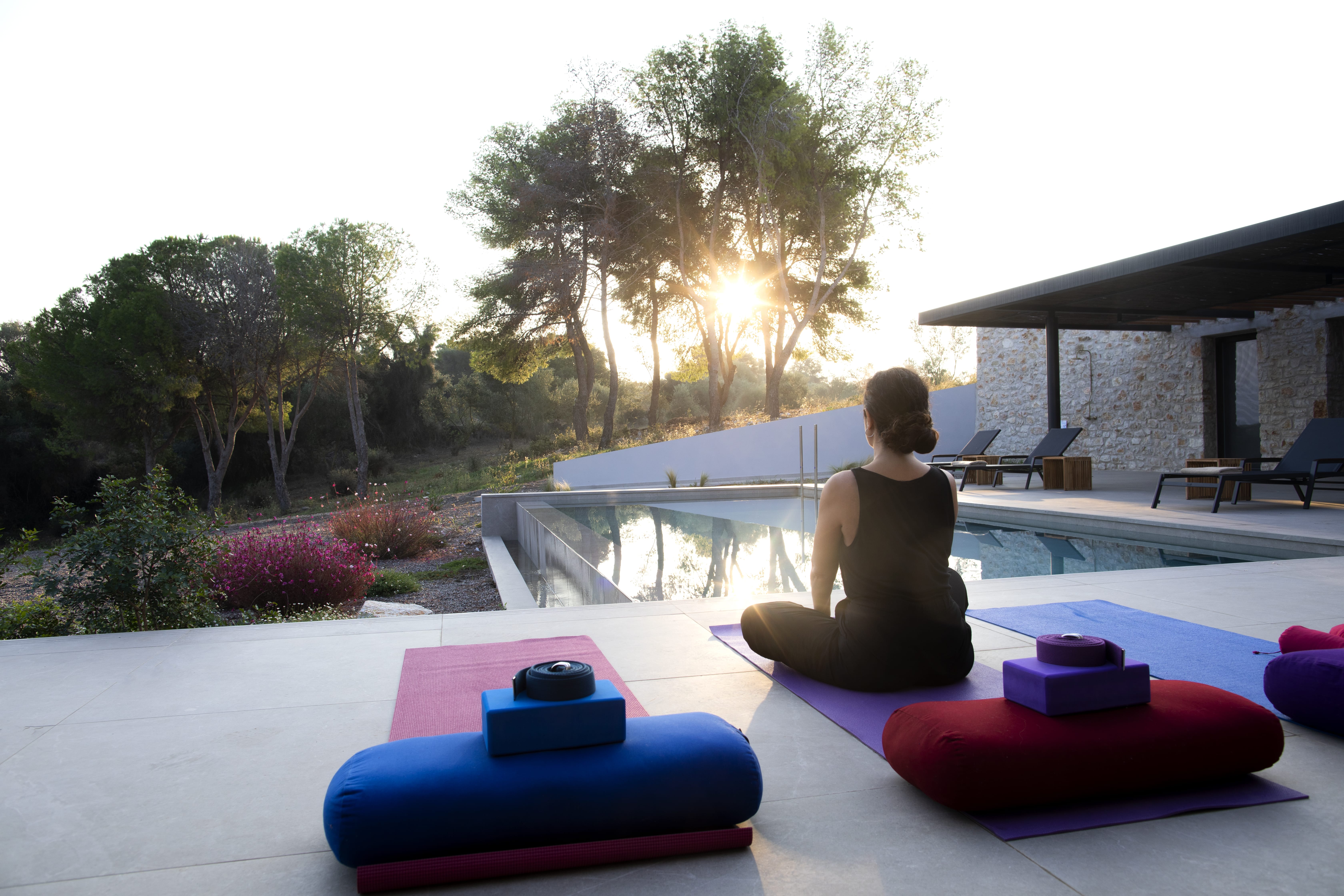 a person sitting on a deck