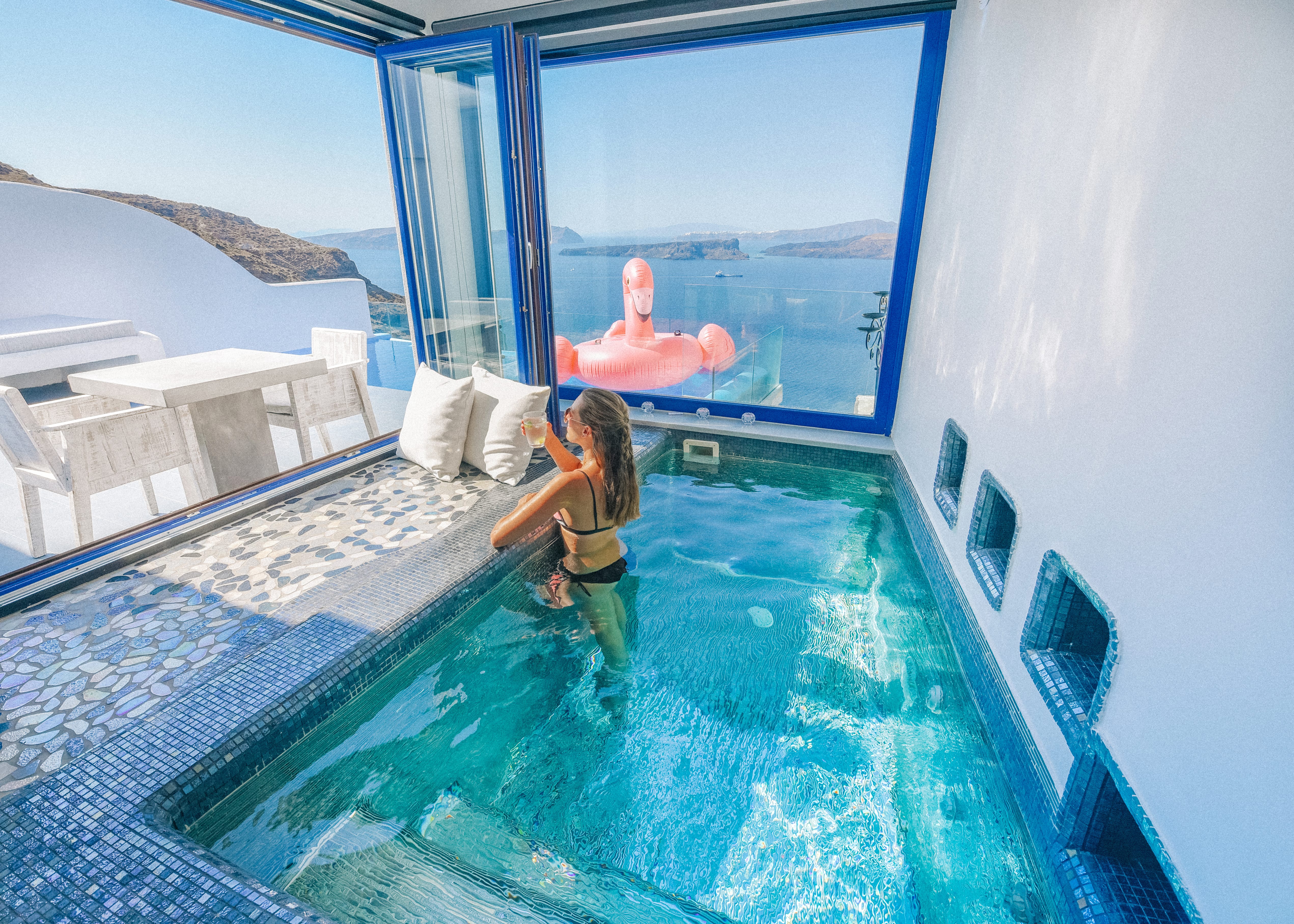 a couple of people in a swimming pool