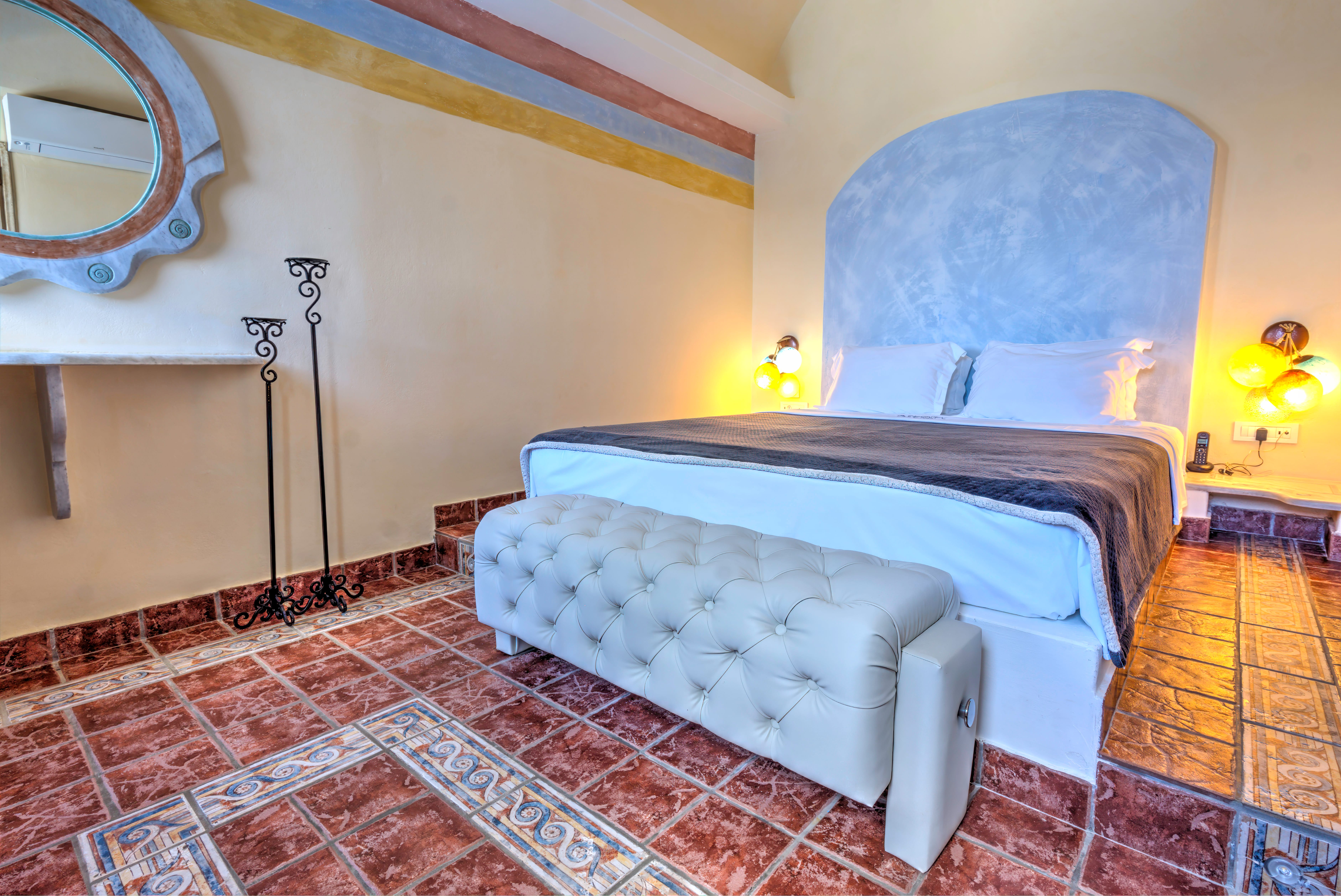 a bed in a room