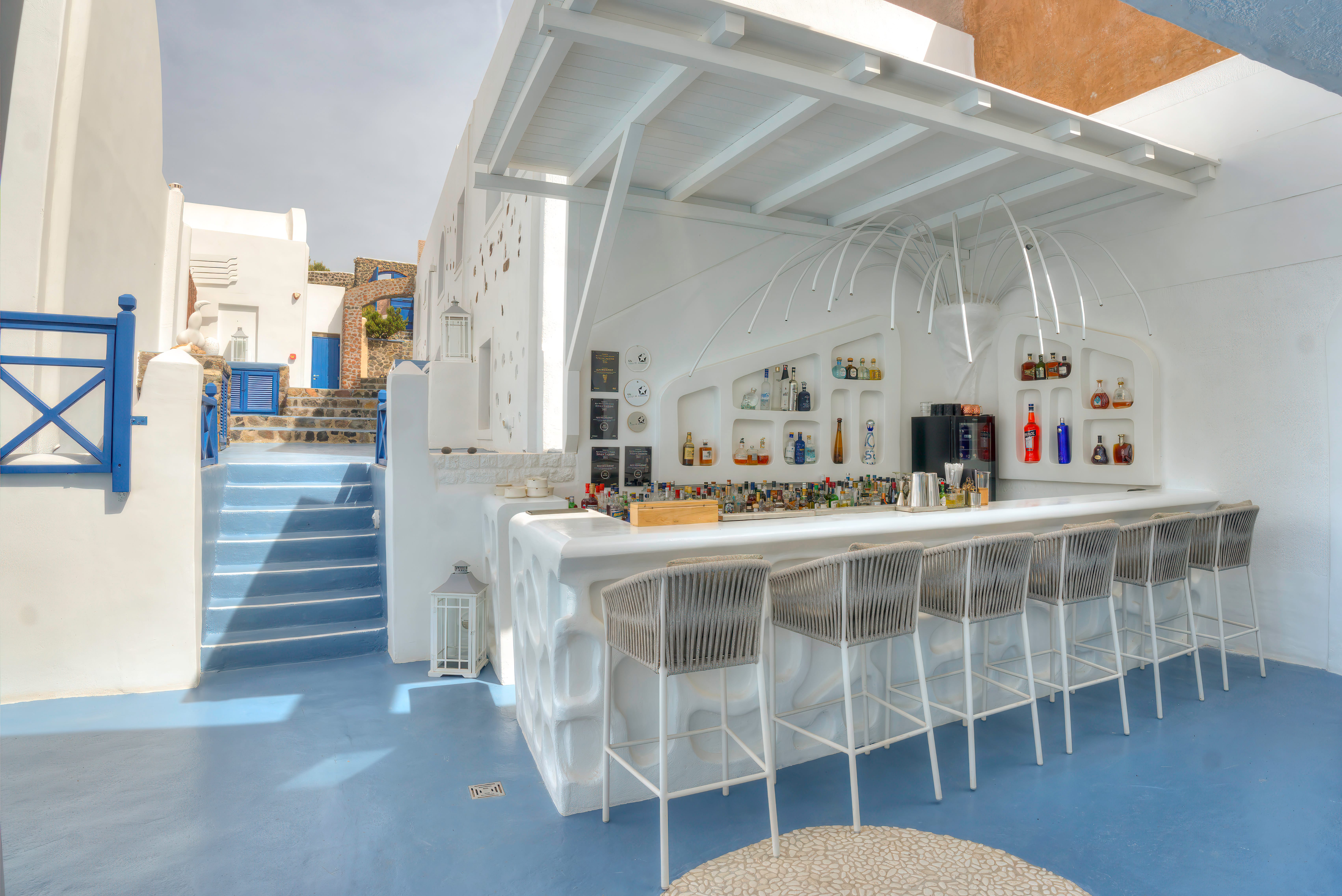 a room with a table and chairs