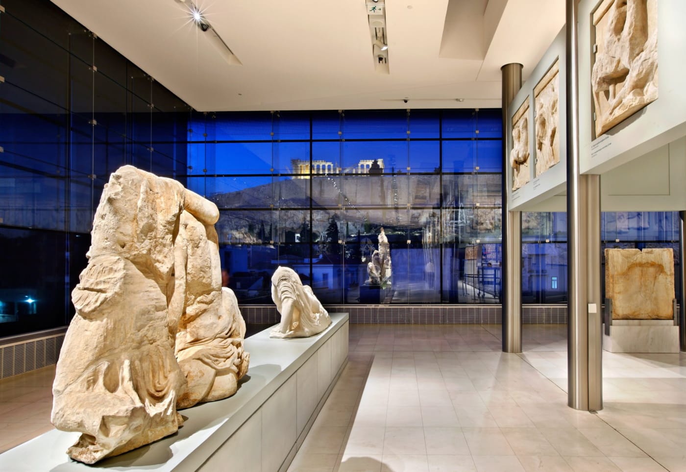 a museum with a large glass window
