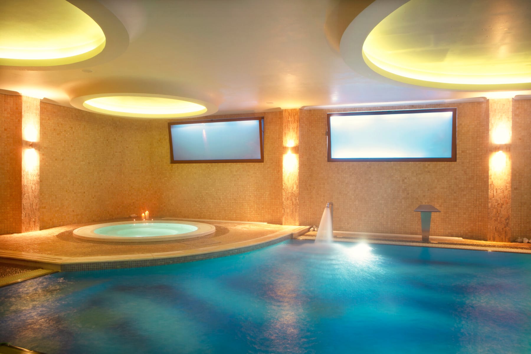 a large indoor swimming pool