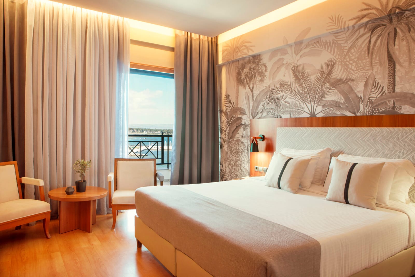 a bedroom with a large bed