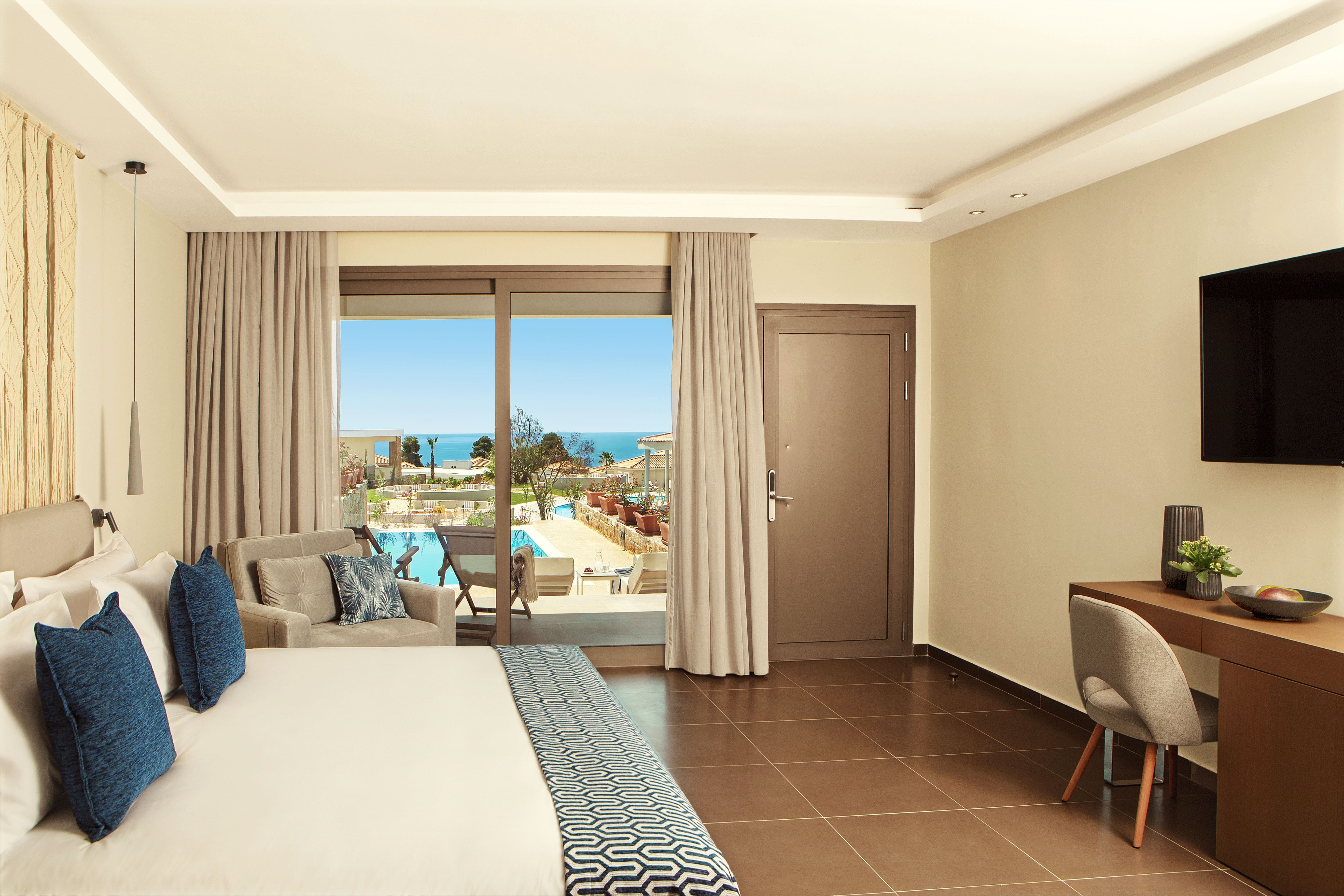 a room with a bed and a chair