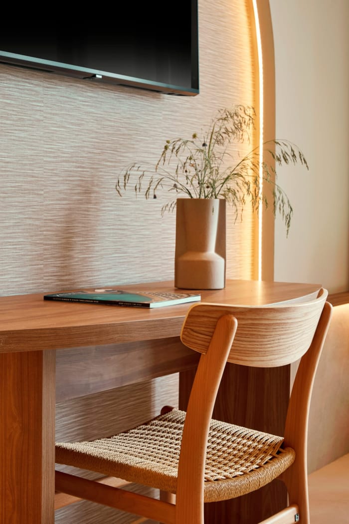 a table with a plant on it