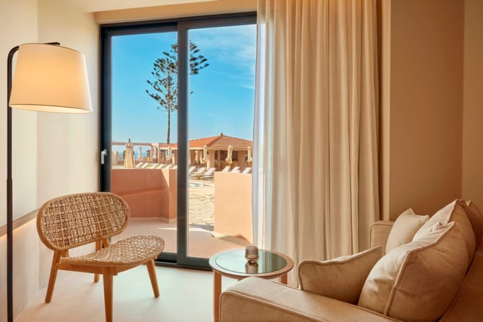 a living room with a large window
