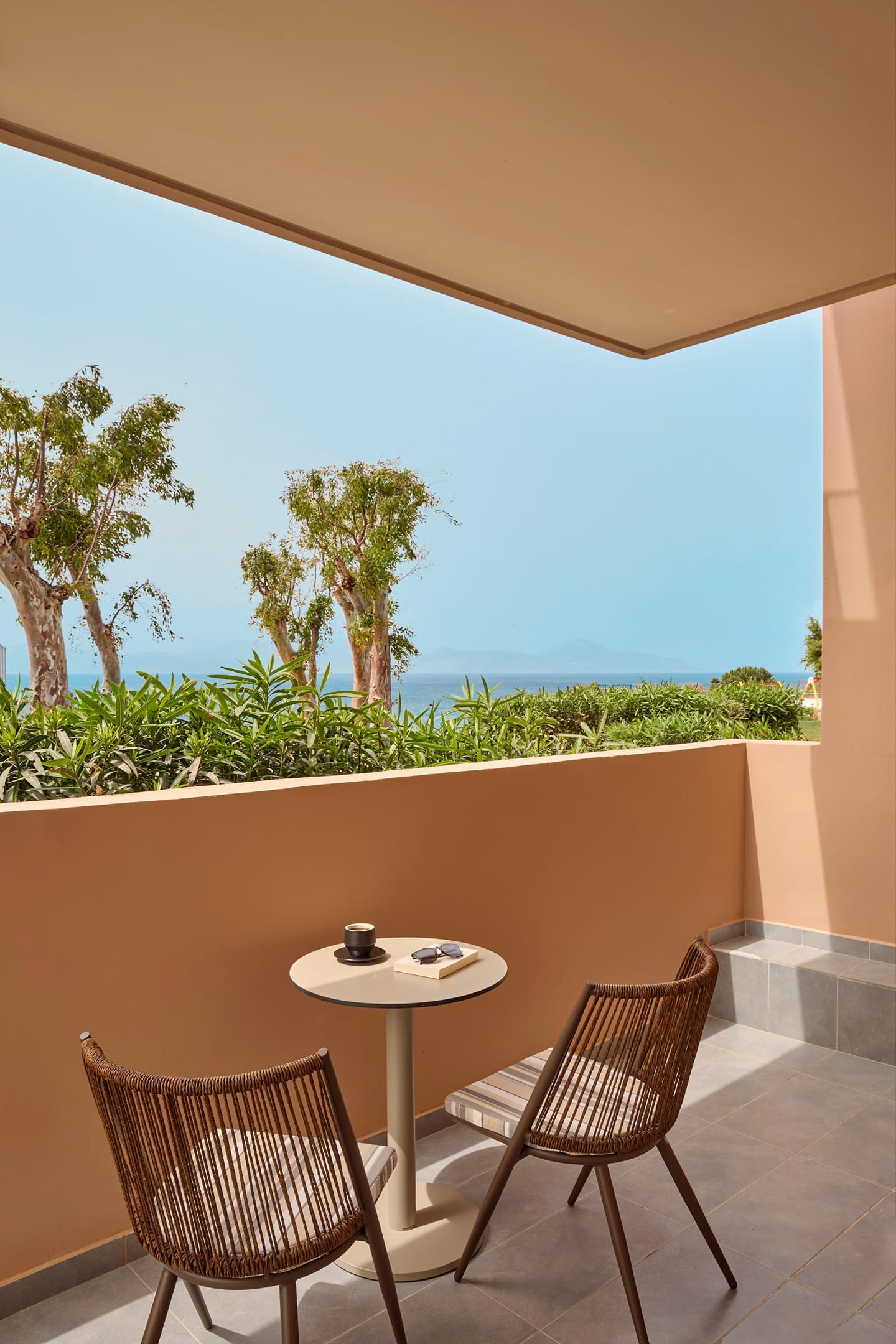 a table and chairs on a patio