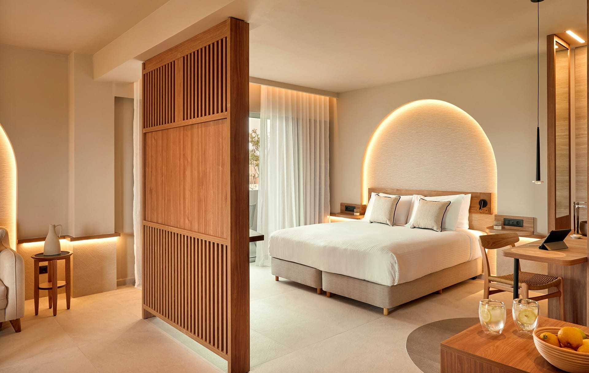 a room with a bed and a couch