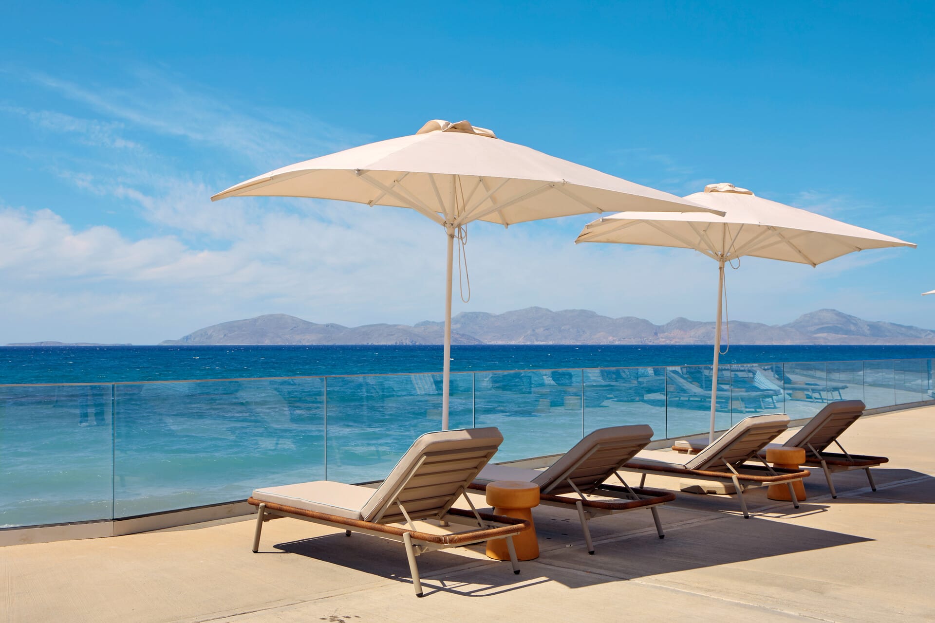 chairs and umbrellas on a beach