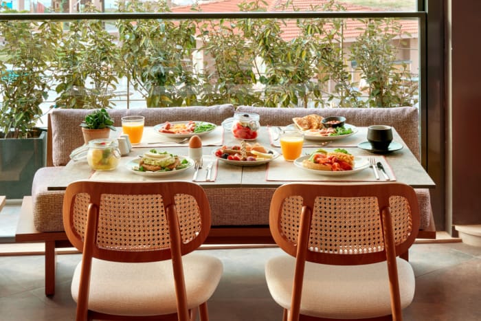 a table with food on it