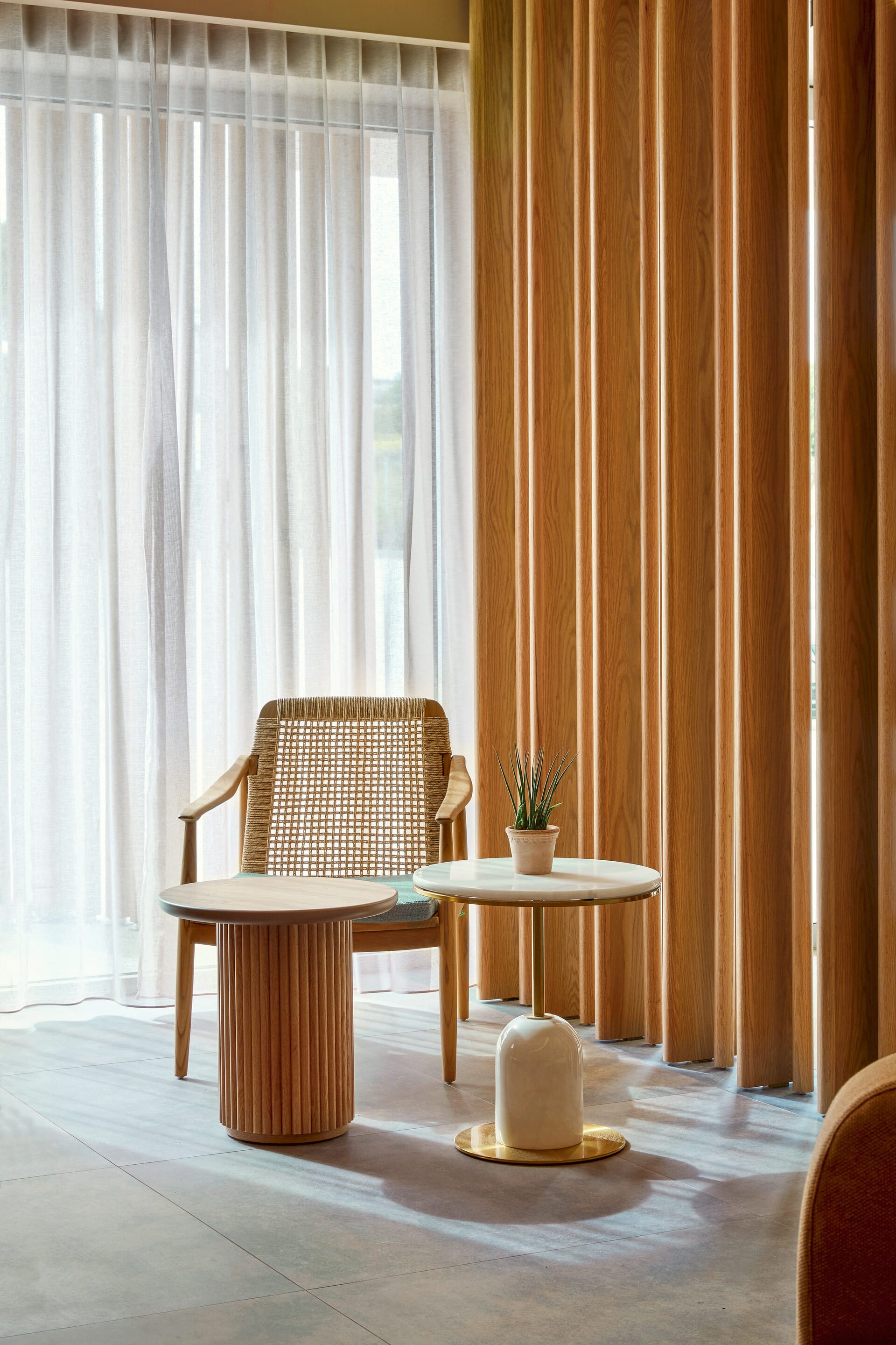 a table and chairs in a room
