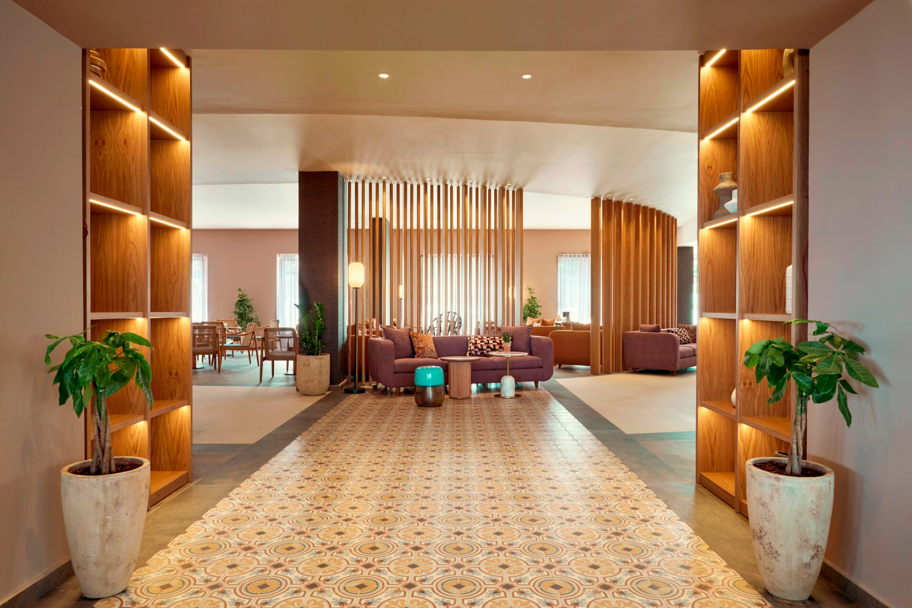 a room with a rug and furniture