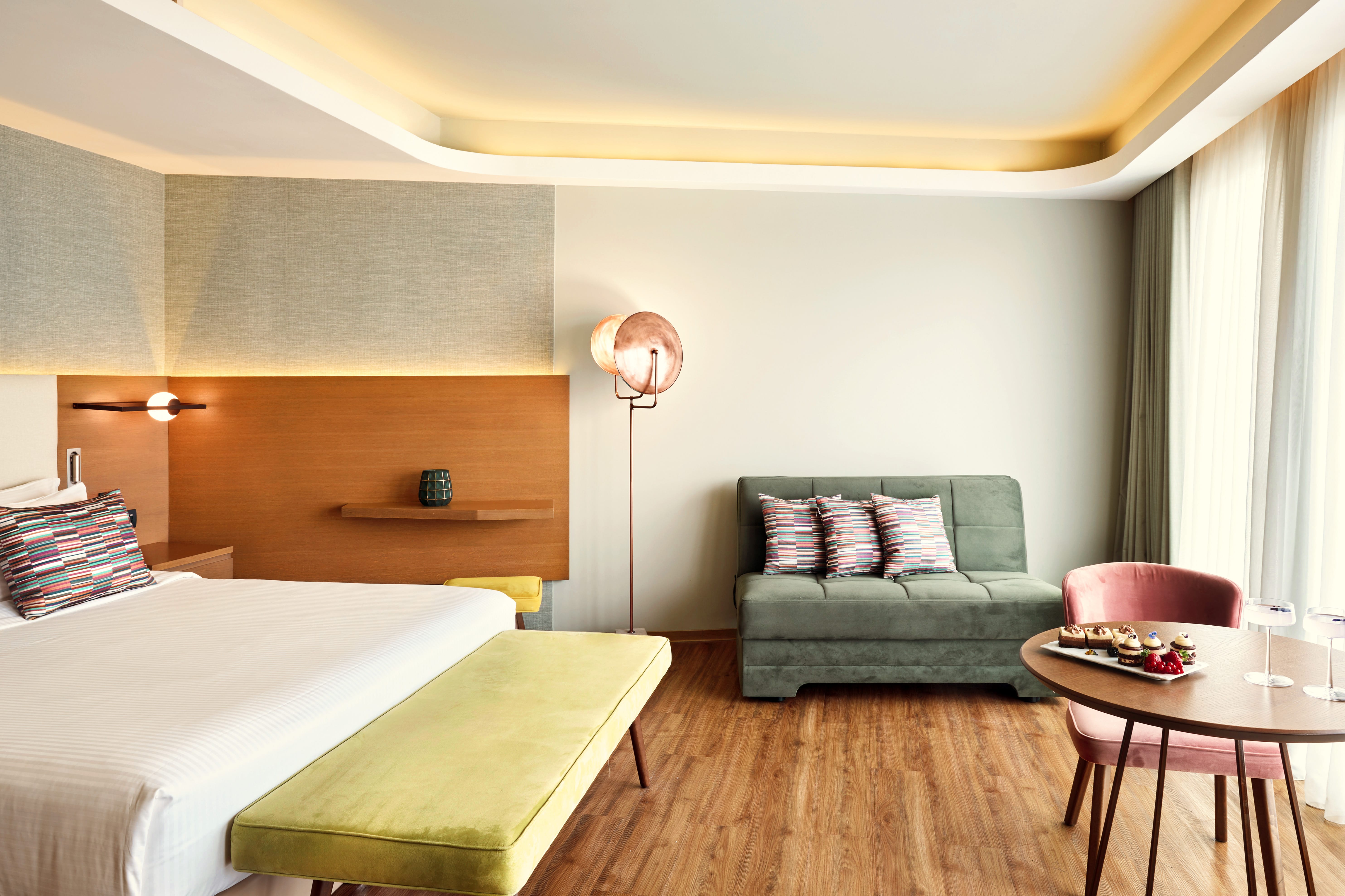 a room with a bed and a couch