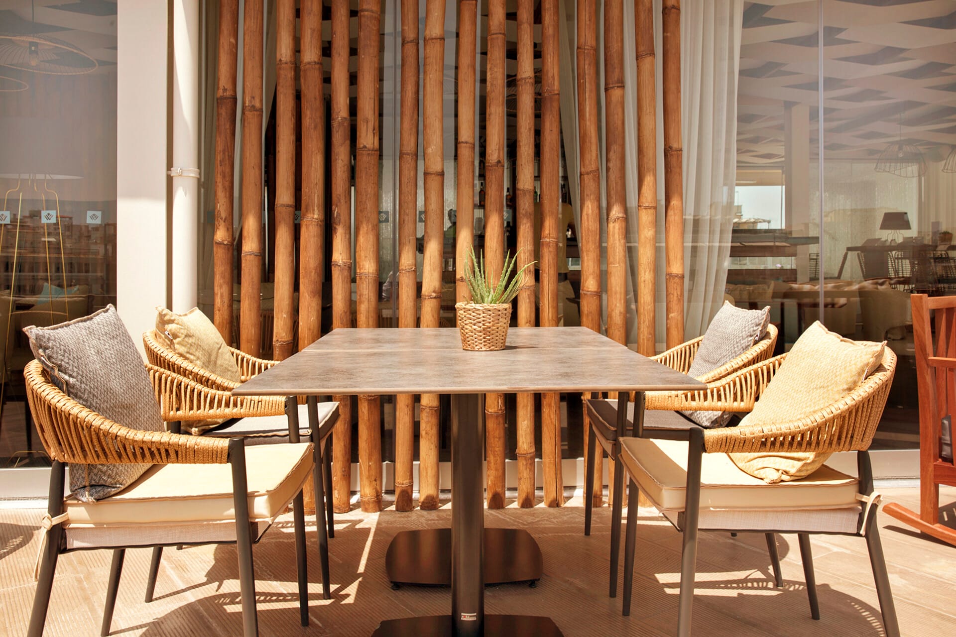 a table with chairs around it