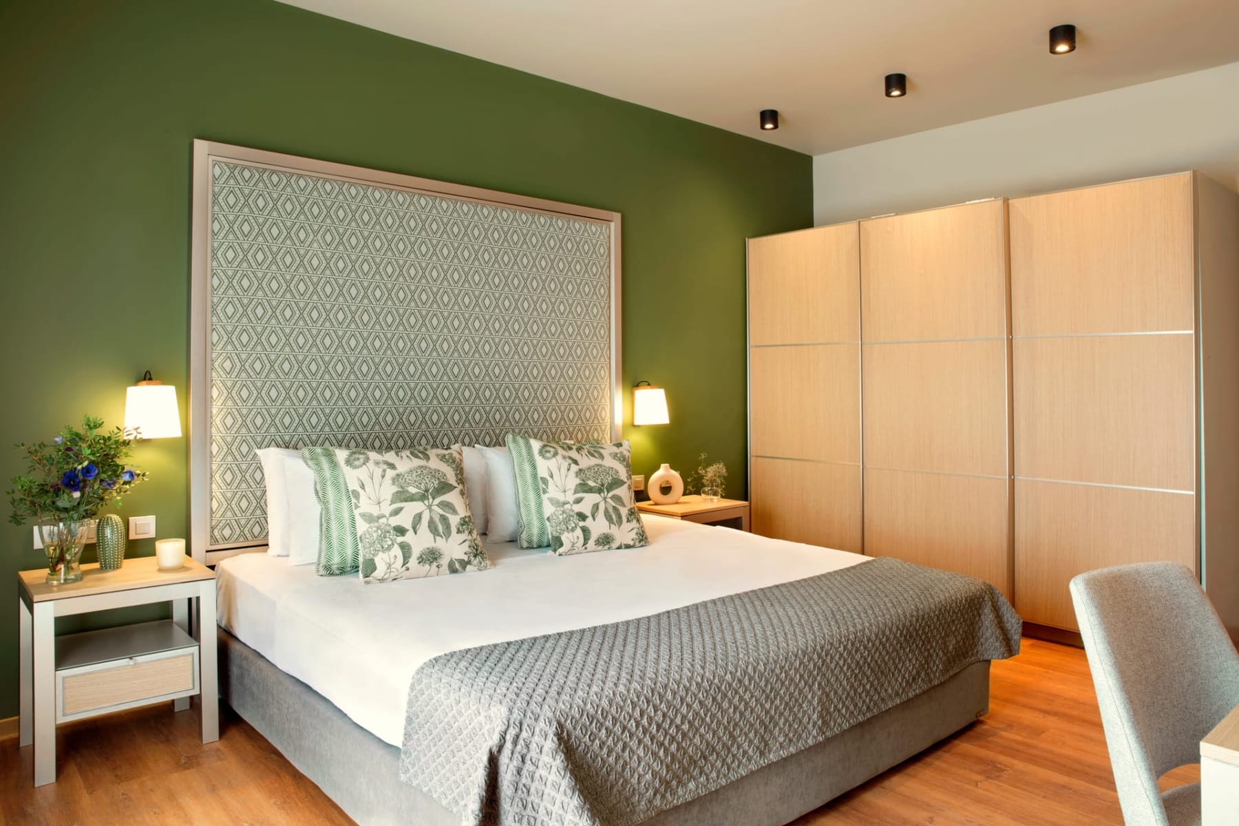 a bed in a room