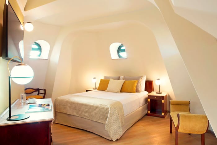 a bed in a room