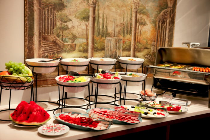a table with food on it
